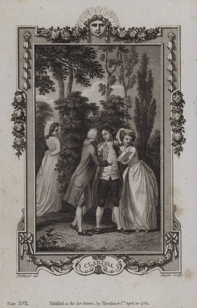 Scen från Clarissa, av Samuel Richardson av English School