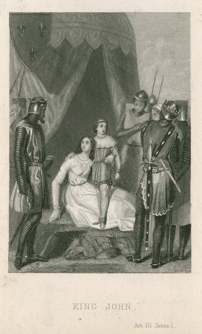 Scen från King John av William Shakespeare av English School
