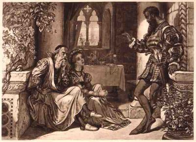 Scen från Othello, akt I, scen 3, av William Shakespeare (1564-1616) (gravyr) av English School