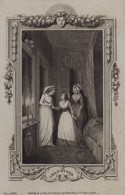 Scen från The History of Sir Charles Grandison, av Samuel Richardson av English School