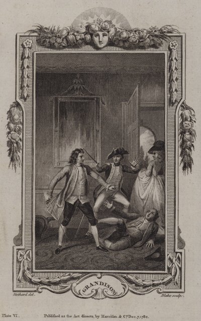 Scen från The History of Sir Charles Grandison, av Samuel Richardson av English School