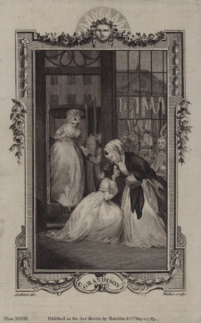 Scen från The History of Sir Charles Grandison, av Samuel Richardson av English School