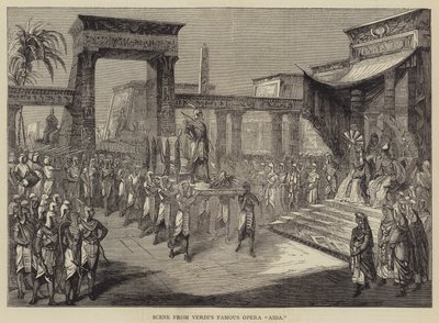 Scen från Verdis berömda opera "Aida" (gravyr) av English School