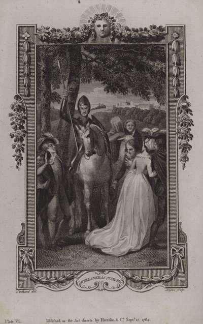 Scen från uppföljaren till Miguel de Cervantes Don Quixote, skriven av Alonso Fernandez de Avellaneda av English School
