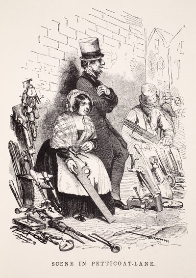 Scen i Petticoat-Lane, illustration från London Labor och London Poor av Henry Mayhew, pub. 1862 av English School