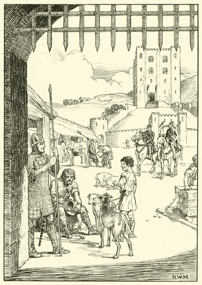 Scen i en slottsgård (bläck på papper) av English School