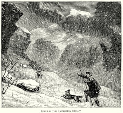 Scen i Grampians: Stormy (gravyr) av English School