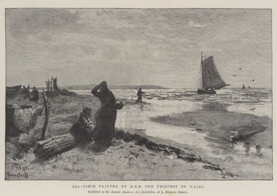 Sea-Piece målad av HRH prinsessan av Wales (gravyr) av English School