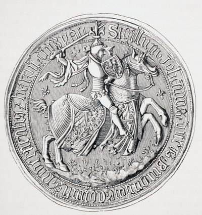 Sigill av Jean II, hertig av Bourgogne, greve av Nevers och baron av Donzy, ca 1880 av English School