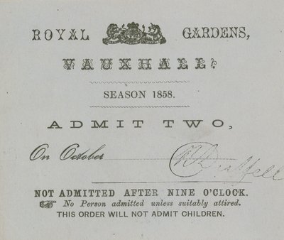 Säsongskort, Vauxhall Gardens, London av English School