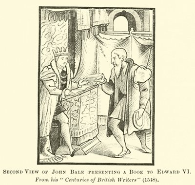 Second View av John Bale som presenterar en bok för Edward VI av English School