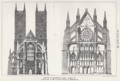 Sektioner av Westminster Abbey, som visar tillämpningen av Mr Pullan