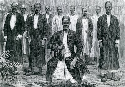 Sekebobo chef för Chagwe, Mtesa chef för Uganda, Chambarango och Pokino premiärministern (gravyr) av English School