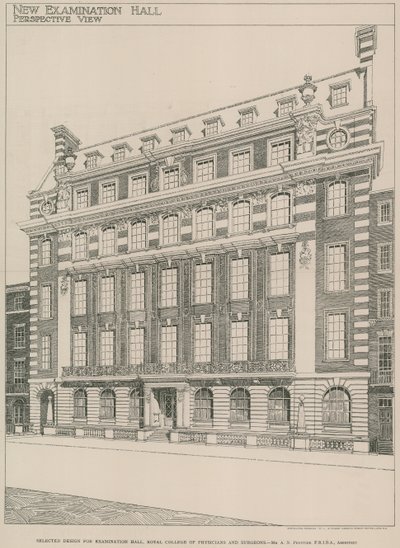 Utvald design för Examination Hall, Royal College of Physicians and Surgeons av English School