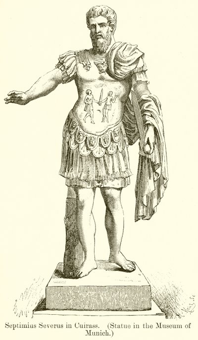 Septimius Severus i Cuirass. (Staty i Münchens museum) av English School