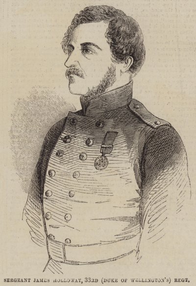 Sergeant James Holloway, 33:e (hertigen av Wellingtons) regemente (gravyr) av English School