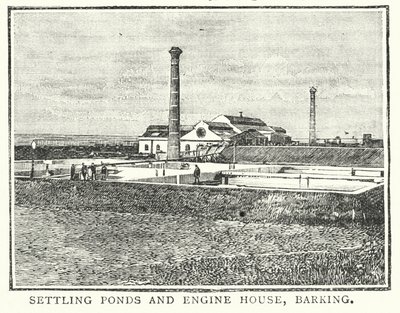 Avsättningsdammar och maskinhus, Barking (gravyr) av English School