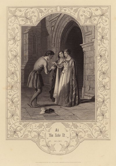 Shakespeare: Som ni vill ha det, akt 1, scen 2 (gravyr) av English School