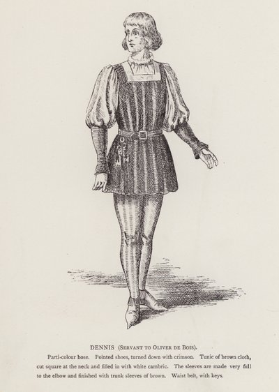 Shakespeares As You Like It: Dennis, Servant to Oliver De Bois (litho) av English School