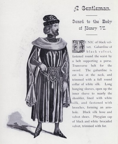 Shakespeares kung Richard III: A Gentleman, Guard to the Body of Henry VI (litho) av English School