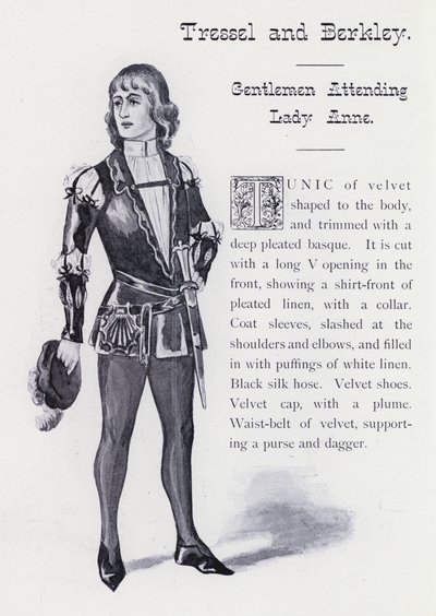 Shakespeares kung Richard III: Tressel och Berkley, herrar som deltar i Lady Anne (litho) av English School