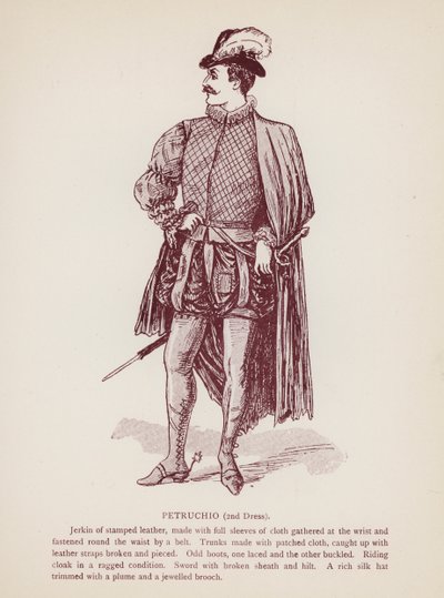 Shakespeares Taming of the Shrew: Petruchio, 2nd Dress (litho) av English School