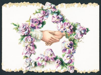 Skakar hand inuti Star of Flowers, kort av English School
