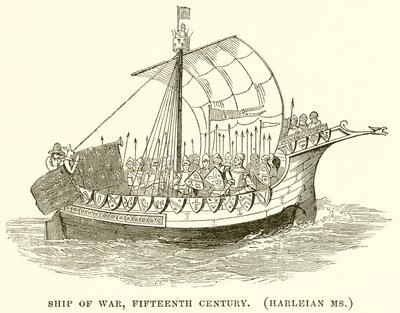 Krigsskepp, femtonde århundradet. (Harleian Ms.) av English School