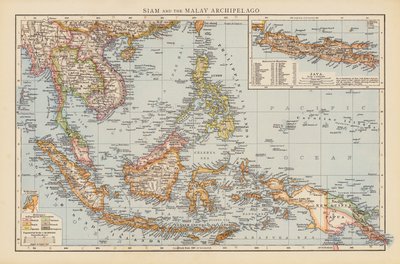 Siam och den malajiska arkipelagen (färglitografi) av English School