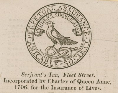 Tecken på Amicable Society Perpetual Assurance av English School