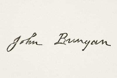 Signatur av John Bunyan, från The National and Domestic History of England av William Hickman Smith Aubrey (1858-1916) publicerad London, ca 1890 av English School
