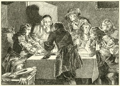 Signera inbjudan till William av Orange (bläck på papper) av English School