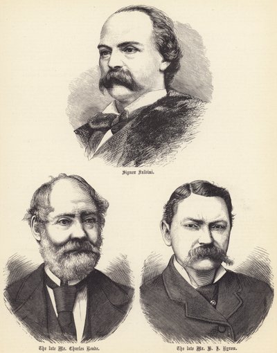 Signor Salvini, framlidne Mr Charles Reade, framlidne Mr H J Byron (gravyr) av English School