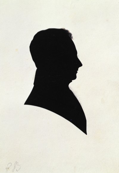Silhouette of EB, från Michael Faradays scrapbook (bläck på papper) av English School