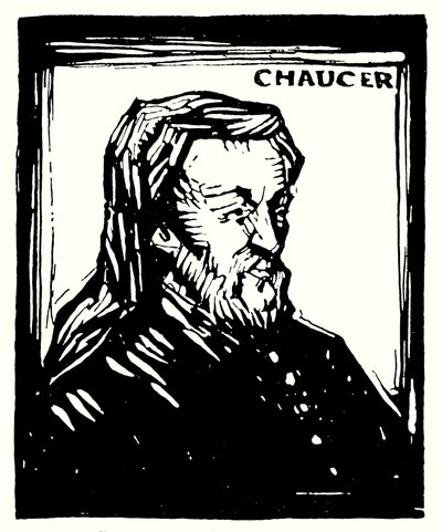 Siluettporträtt, Geoffrey Chaucer (litografi) av English School