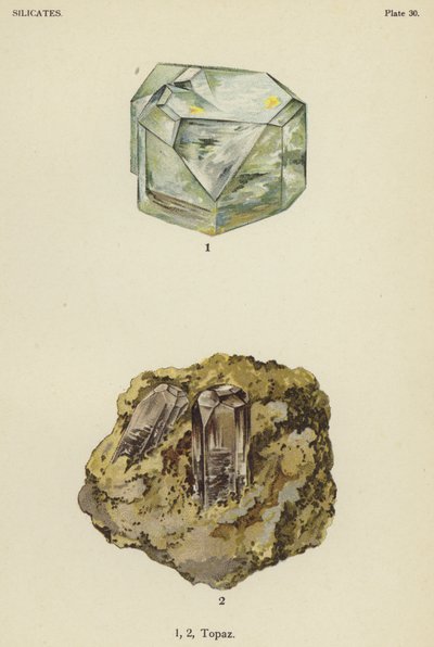 Silikater, topas (färg litho) av English School
