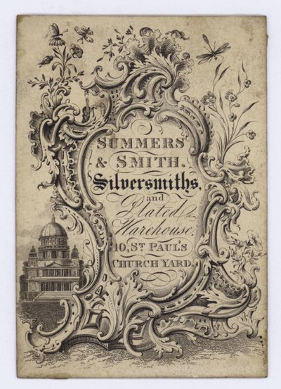 Silversmeder, Summers & Smith, handelskort av English School
