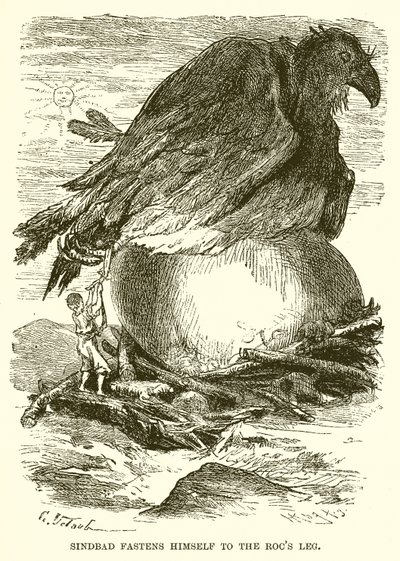 Sindbad fäster sig vid Rocs Leg av English School