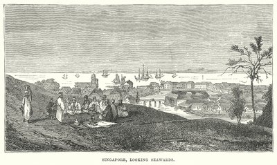 Singapore, med utsikt mot havet (gravyr) av English School