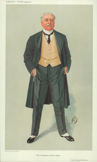 Sir A Osmond Williams, The Champion of the Ladies, 1 december 1909, Vanity Fair-tecknad film av English School