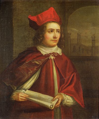 Sir Augustus Harris (1851-96) som kardinal Wolsey av English School