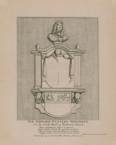 Sir Edward Wynters Monument, på södra muren i Battersea Church av English School