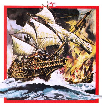 Sir Francis Drakes "The Golden Hind" (Den gyllene hinden) av English School