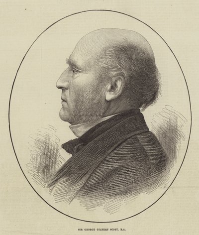 Sir George Gilbert Scott, RA (gravyr) av English School