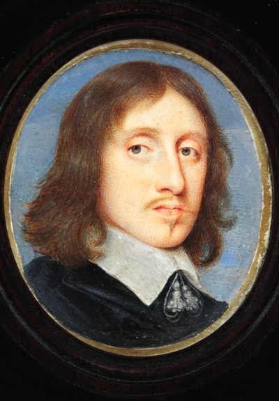 Sir Henry Vane The Younger (akvarell på veläng) av English School