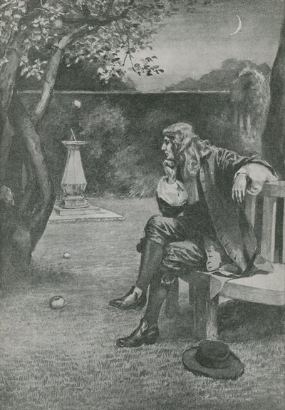 Sir Isaac Newton ser ett äpple falla av English School