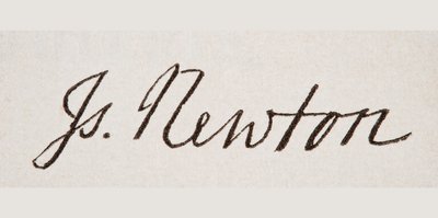 Sir Isaac Newtons signatur, från 