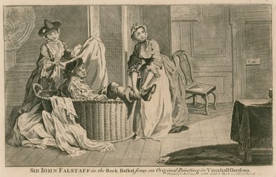 Sir John Falstaff i bockkorgen, från en originalmålning i Vauxhall Gardens, London av English School