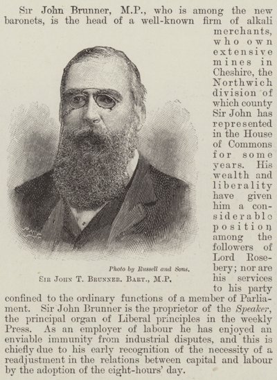 Sir John T Brunner, Baronet, MP (gravyr) av English School