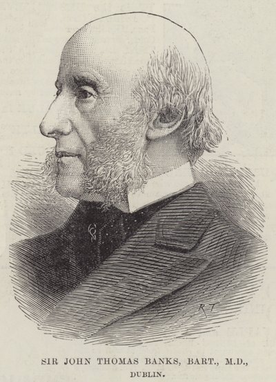 Sir John Thomas Banks, Baronet, MD, Dublin (gravyr) av English School